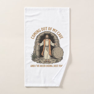 Coming Out of My Cave Funny Christian Vintage Shir Hand Towel