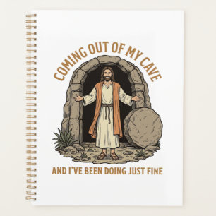 Coming Out of My Cave Funny Christian Vintage Shir Planner