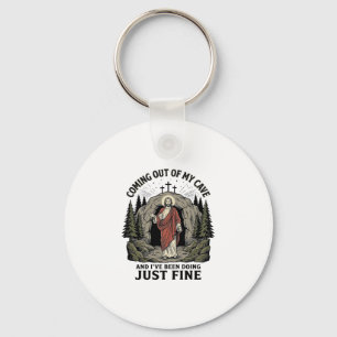 Coming Out of My Cave Vintage Religious Funny Shir Key Ring