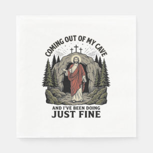 Coming Out of My Cave Vintage Religious Funny Shir Napkin