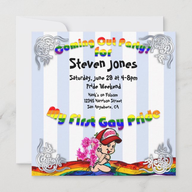 Coming Out Party 1st Gay Pride Invitations (Front)
