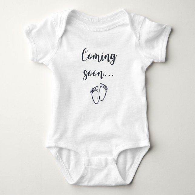 Coming Soon. Baby Feet Pregnancy Announcement  Bodysuit (Front)
