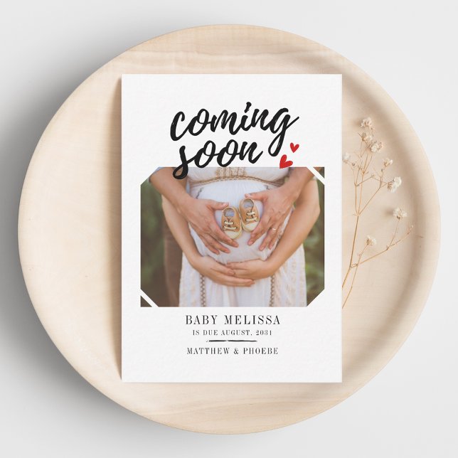Coming Soon Baby Girl Pregnancy Announcement (Coming Soon Pregnancy Announcement Photo Card)