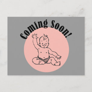 Coming Soon Baby in Pink Postcard