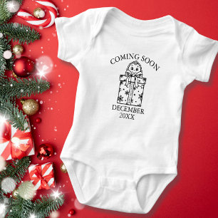 Coming Soon Christmas Pregnancy Reveal Baby Bodysuit