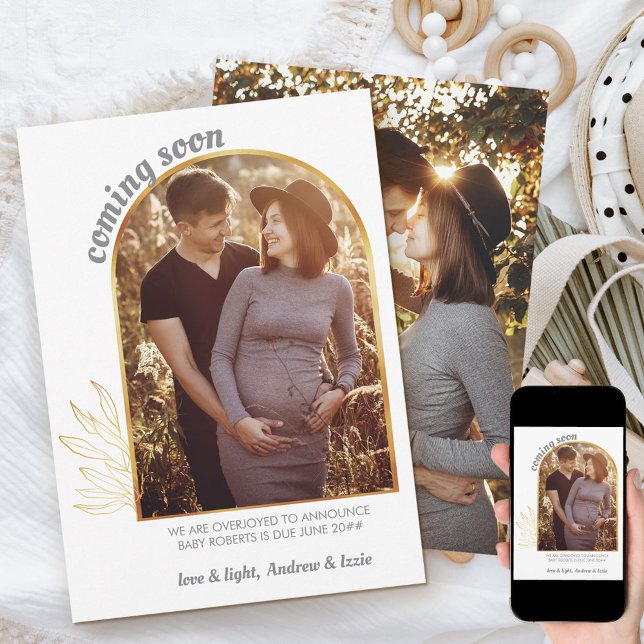 Coming Soon Gold Arch 2 Photo Pregnancy Announcement (Creator Uploaded)