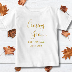 Coming Soon Gold Script Pregnancy Announcement Baby T-Shirt