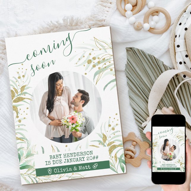 Coming Soon Maternity Photo Elegant Foliage Announcement (Creator Uploaded)