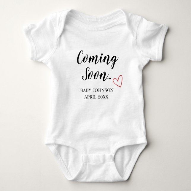 Coming Soon New Baby Announcement Baby Bodysuit (Front)