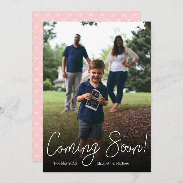 Coming Soon Photo Pregnancy Announcement Card (Front/Back)