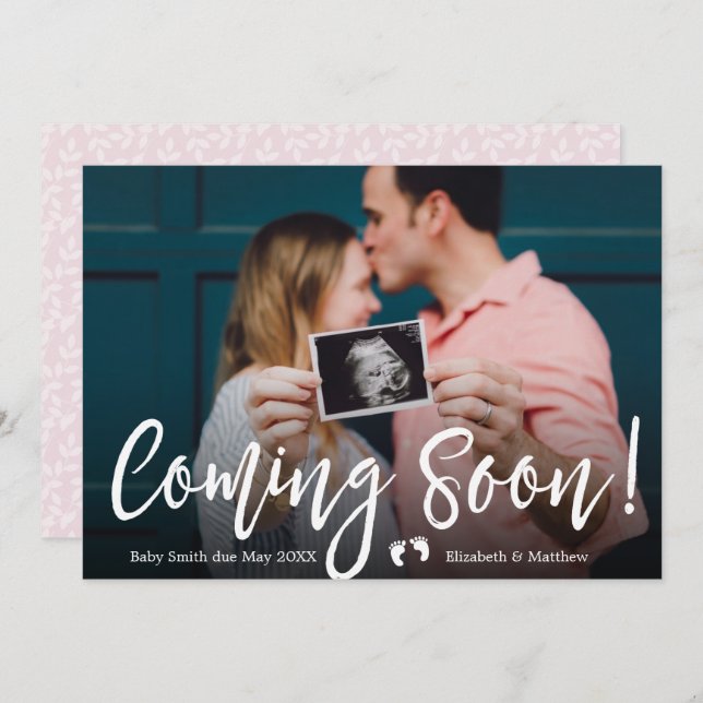 Coming Soon Photo Pregnancy Announcement Card (Front/Back)