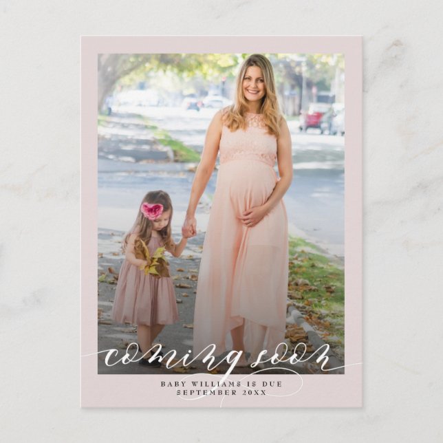 Coming Soon Photo Pregnancy Announcement Postcard (Front)