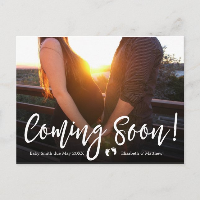 Coming Soon Photo Pregnancy Announcement Postcard (Front)