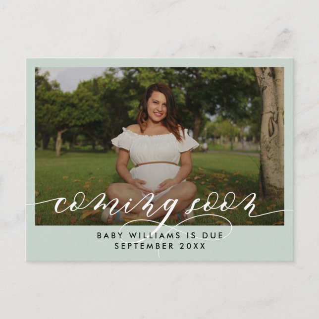 Coming Soon Photo Pregnancy Announcement Postcard (Front)