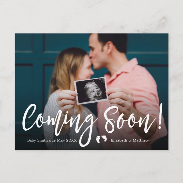 Coming Soon Photo Pregnancy Announcement Postcard (Front)