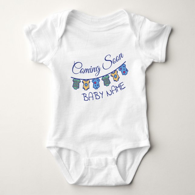 Coming Soon Pregnancy Announcement Baby Baby Bodysuit (Front)