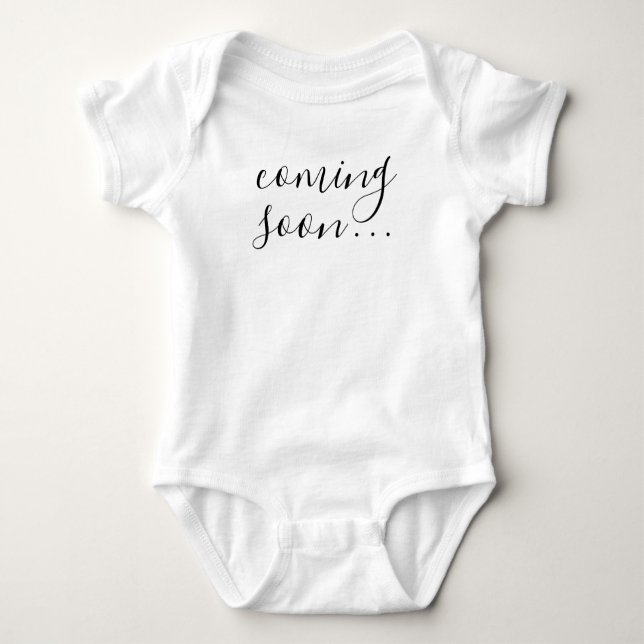 Coming Soon | Pregnancy Announcement baby jumpsuit (Front)