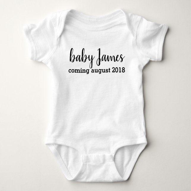 Coming soon, pregnancy announcement, baby notice baby bodysuit (Front)