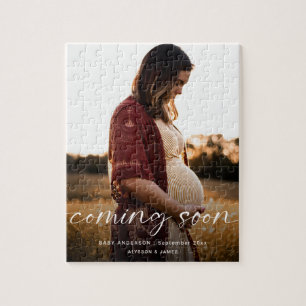Coming Soon Pregnancy Announcement Photo Baby Gift Jigsaw Puzzle