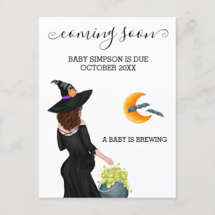 Coming Soon Pregnancy Announcement Witch Halloween Postcard
