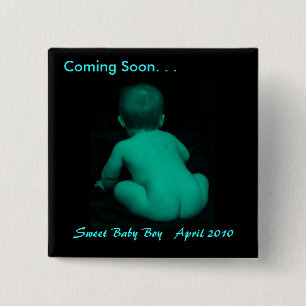 Coming Soon. . . Sweet Baby Boy ... 15 Cm Square Badge