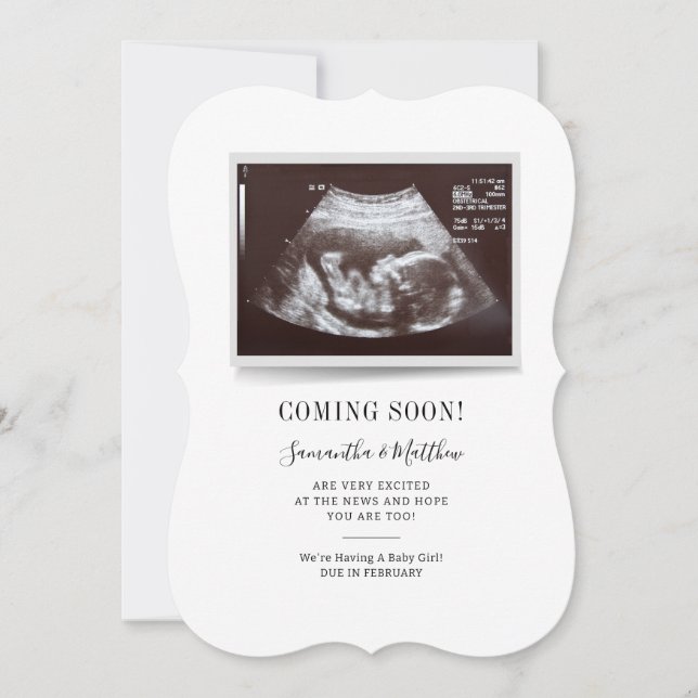 Coming Soon Ultrasound Baby Gender Reveal Card (Front)