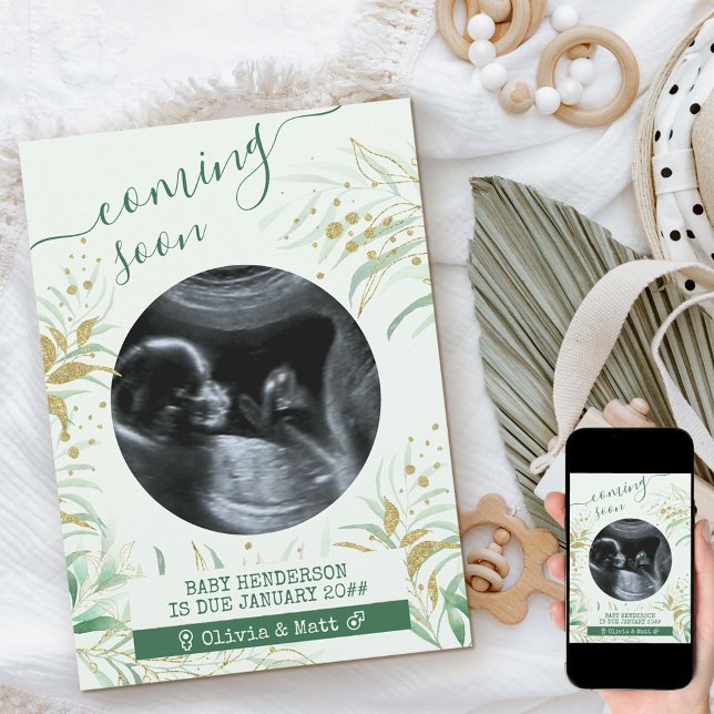 Coming Soon Ultrasound Photo Elegant Foliage Announcement (Creator Uploaded)