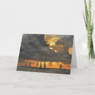 Coming Storm at Sunset in Key West, Florida Holiday Card