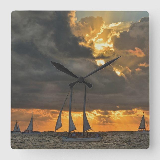 Coming Storm at Sunset in Key West, Florida Square Wall Clock (Front)