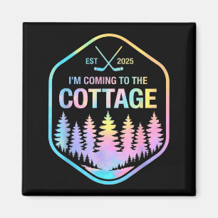 Coming to The Cottage Hockey Romance Retro Vintage Magnet