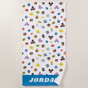 Coming Together Faces Pattern   Add Your Name Beach Towel