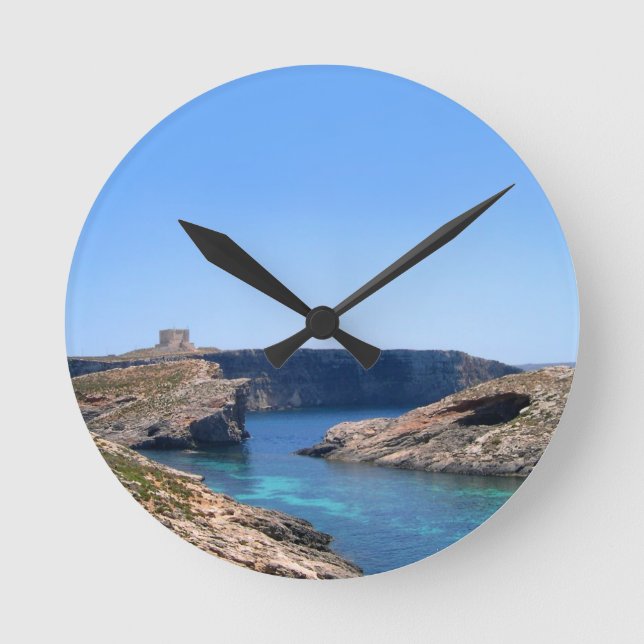 Comino island in Malta Round Clock (Front)