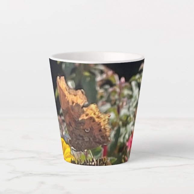  Comma Butterfly on a Rudbeckia Flower Latte Mug (Front)