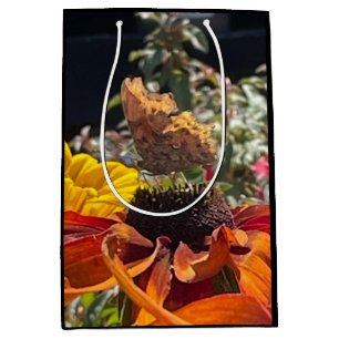 Comma Butterfly on a Rudbeckia Flower Medium Gift Bag