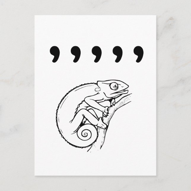 Comma Chameleon Postcard (Front)
