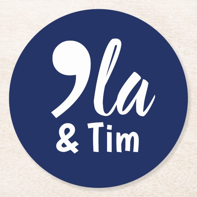 Comma Kamala and Tim 2024 Round Paper Coaster (Front)