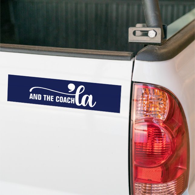 Comma la & Coach | Kamala Harris Coach Blue Bumper Sticker (On Truck)