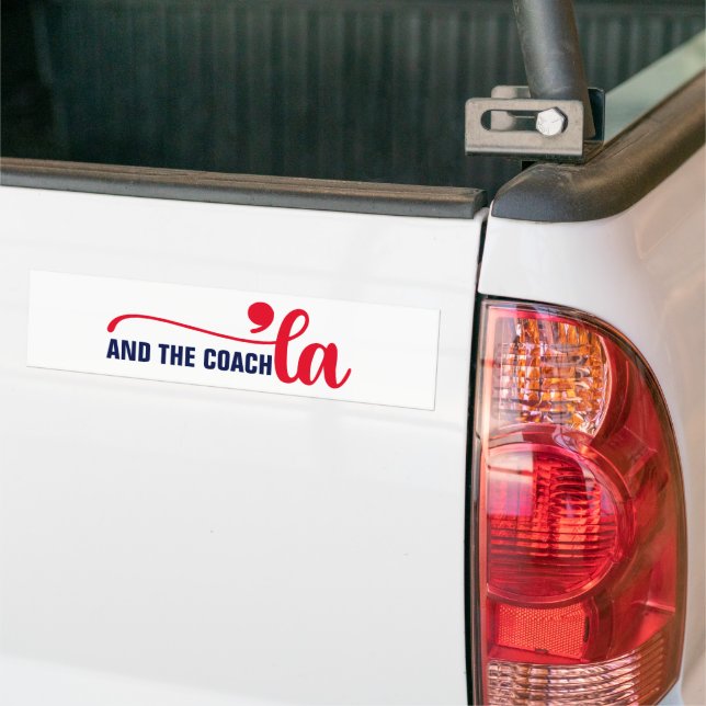 Comma la & Coach | Kamala Harris Coach Bumper Sticker (On Truck)