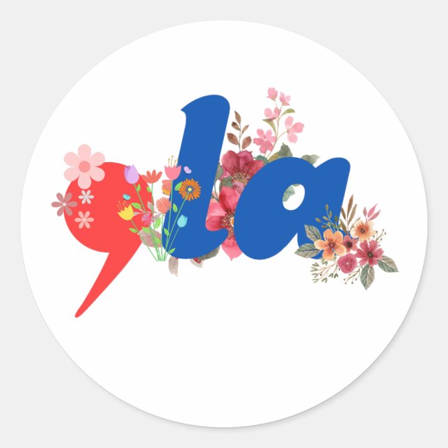 Comma la Flowers Classic Round Sticker (Front)