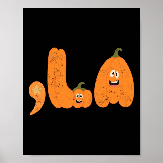 Comma La Funny Kamala Pumpkins Halloween  Poster (Front)