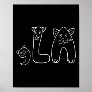 Comma La Funny Kamala Retro Cat Poster