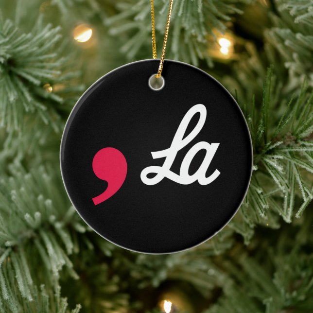 Comma La Funny Punctuation Kamala Harris Ceramic Ornament (Tree)
