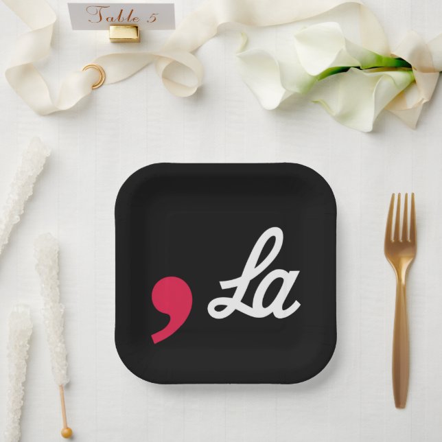 Comma La Funny Punctuation Kamala Harris Paper Plate (Wedding)