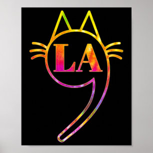 Comma La Kamala Cat Tie Dye Retro Harris 2024 Wome Poster