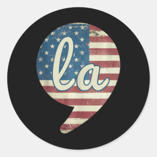 Comma La Kamala Harris American Flag Comma + La Classic Round Sticker