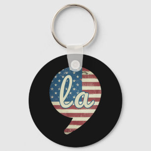 Comma La Kamala Harris American Flag Comma + La Key Ring