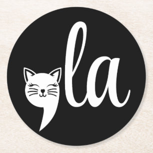Comma La Kamala Harris - cat mum for Kamala Round Paper Coaster