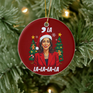 Comma La Kamala Harris Christmas Ceramic Ornament