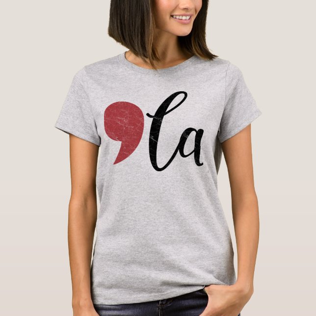 "comma-la" Kamala Harris for President 2024 T-Shirt (Front)