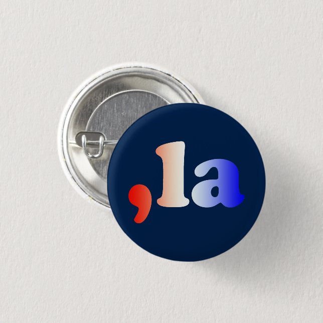 Comma La kamala red white blue gradient text blue 3 Cm Round Badge (Front & Back)